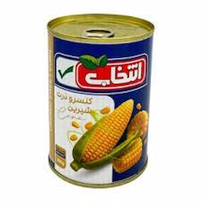 کنسرو ذرت شیرین انتخاب با بافت نرم و کیفیت عالی
